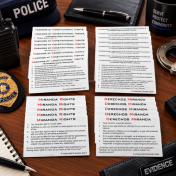 Miranda Rights Cards on a Desk