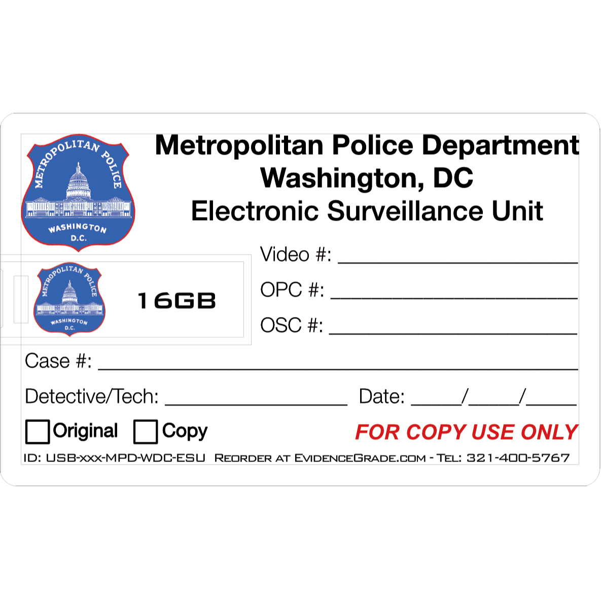 Metropolitan Police Department USB Card